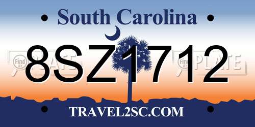 8SZ1712 South Carolina License Plate
