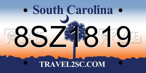 8SZ1819 South Carolina License Plate