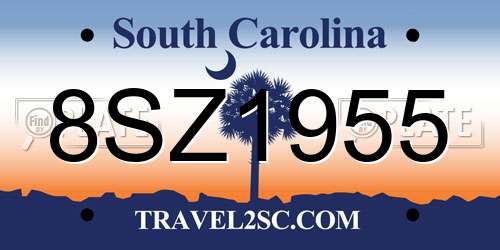 8SZ1955 South Carolina License Plate