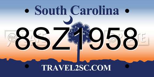8SZ1958 South Carolina License Plate
