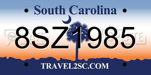 8SZ1985 South Carolina License Plate