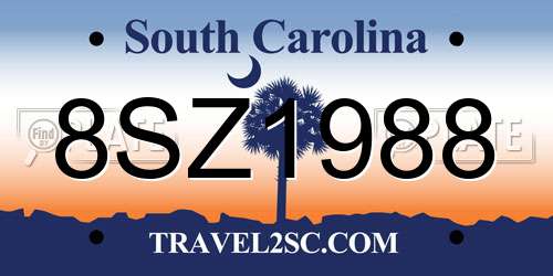 8SZ1988 South Carolina License Plate