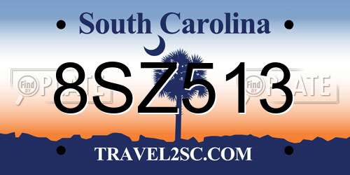 8SZ513 South Carolina License Plate