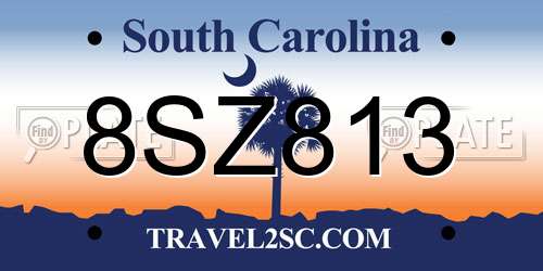 8SZ813 South Carolina License Plate