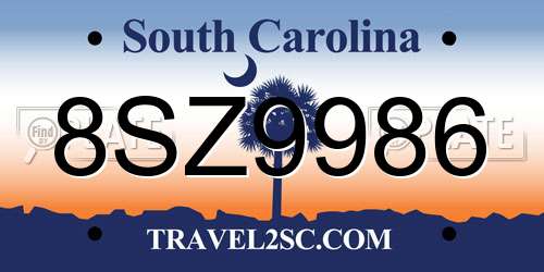 8SZ9986 South Carolina License Plate