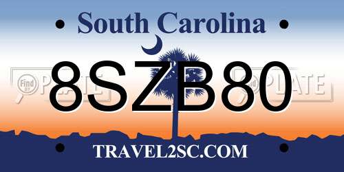 8SZB80 South Carolina License Plate