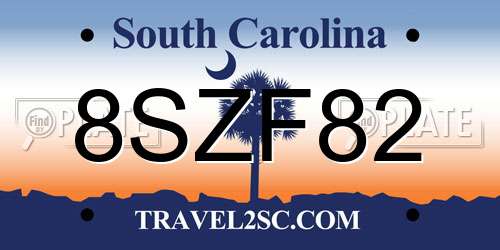 8SZF82 South Carolina License Plate