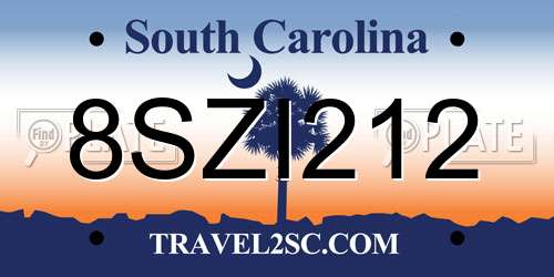 8SZI212 South Carolina License Plate
