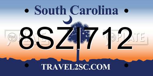 8SZI712 South Carolina License Plate