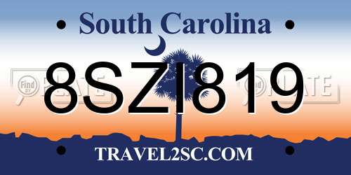 8SZI819 South Carolina License Plate