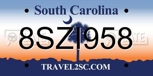 8SZI958 South Carolina License Plate