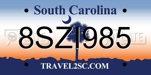 8SZI985 South Carolina License Plate