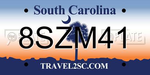 8SZM41 South Carolina License Plate