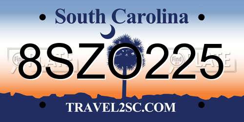 8SZO225 South Carolina License Plate