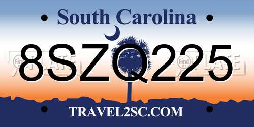 8SZQ225 South Carolina License Plate