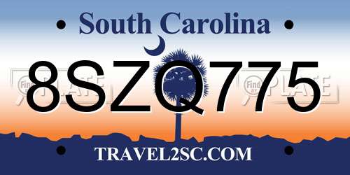 8SZQ775 South Carolina License Plate