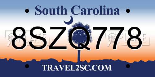 8SZQ778 South Carolina License Plate