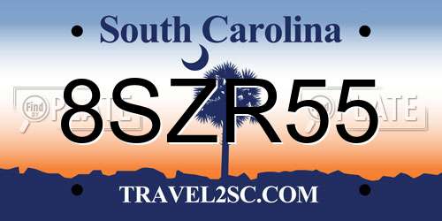 8SZR55 South Carolina License Plate
