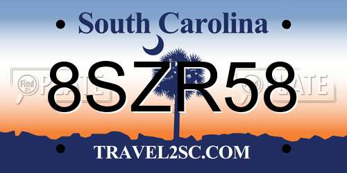 8SZR58 South Carolina License Plate