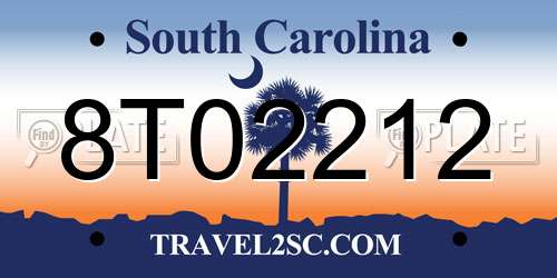 8T02212 South Carolina License Plate
