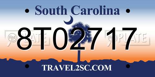 8T02717 South Carolina License Plate