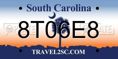 8T06E8 South Carolina License Plate
