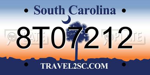 8T07212 South Carolina License Plate
