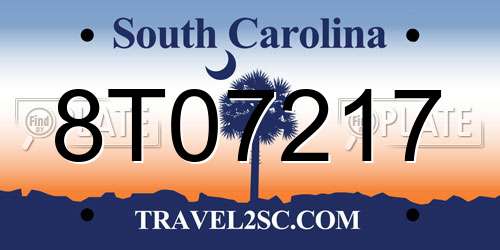 8T07217 South Carolina License Plate