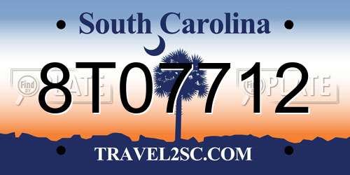 8T07712 South Carolina License Plate