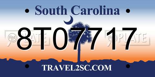 8T07717 South Carolina License Plate