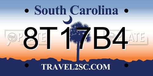 8T17B4 South Carolina License Plate