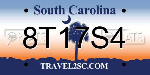 8T17S4 South Carolina License Plate