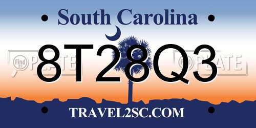 8T28Q3 South Carolina License Plate