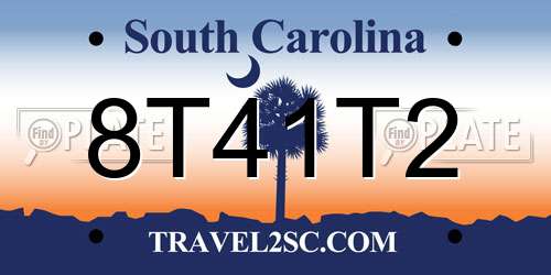 8T41T2 South Carolina License Plate