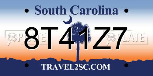 8T41Z7 South Carolina License Plate