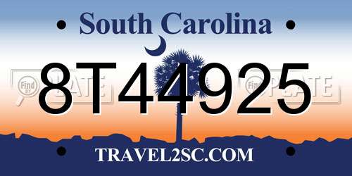 8T44925 South Carolina License Plate