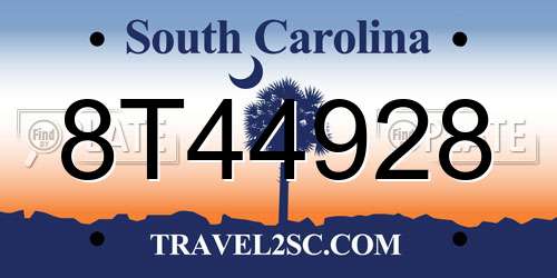 8T44928 South Carolina License Plate