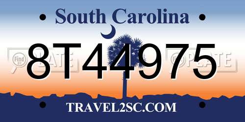 8T44975 South Carolina License Plate