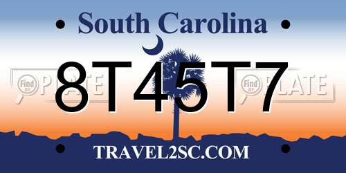 8T45T7 South Carolina License Plate