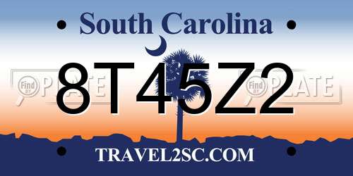 8T45Z2 South Carolina License Plate