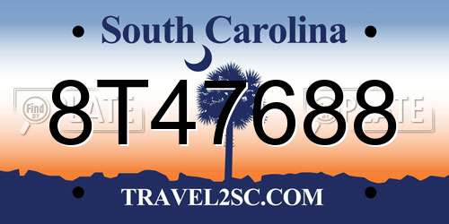 8T47688 South Carolina License Plate