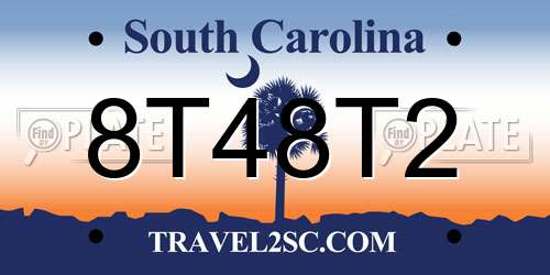 8T48T2 South Carolina License Plate