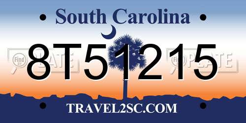 8T51215 South Carolina License Plate