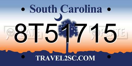 8T51715 South Carolina License Plate