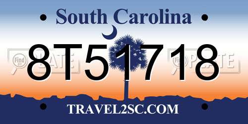 8T51718 South Carolina License Plate