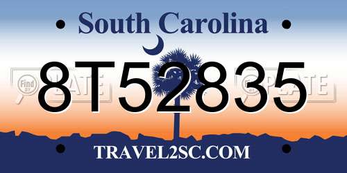 8T52835 South Carolina License Plate