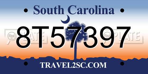 8T57397 South Carolina License Plate