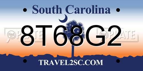8T68G2 South Carolina License Plate