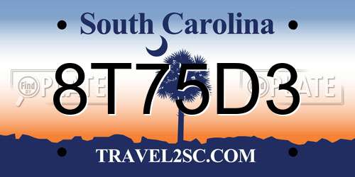 8T75D3 South Carolina License Plate