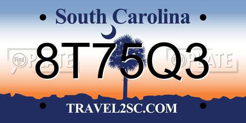 8T75Q3 South Carolina License Plate